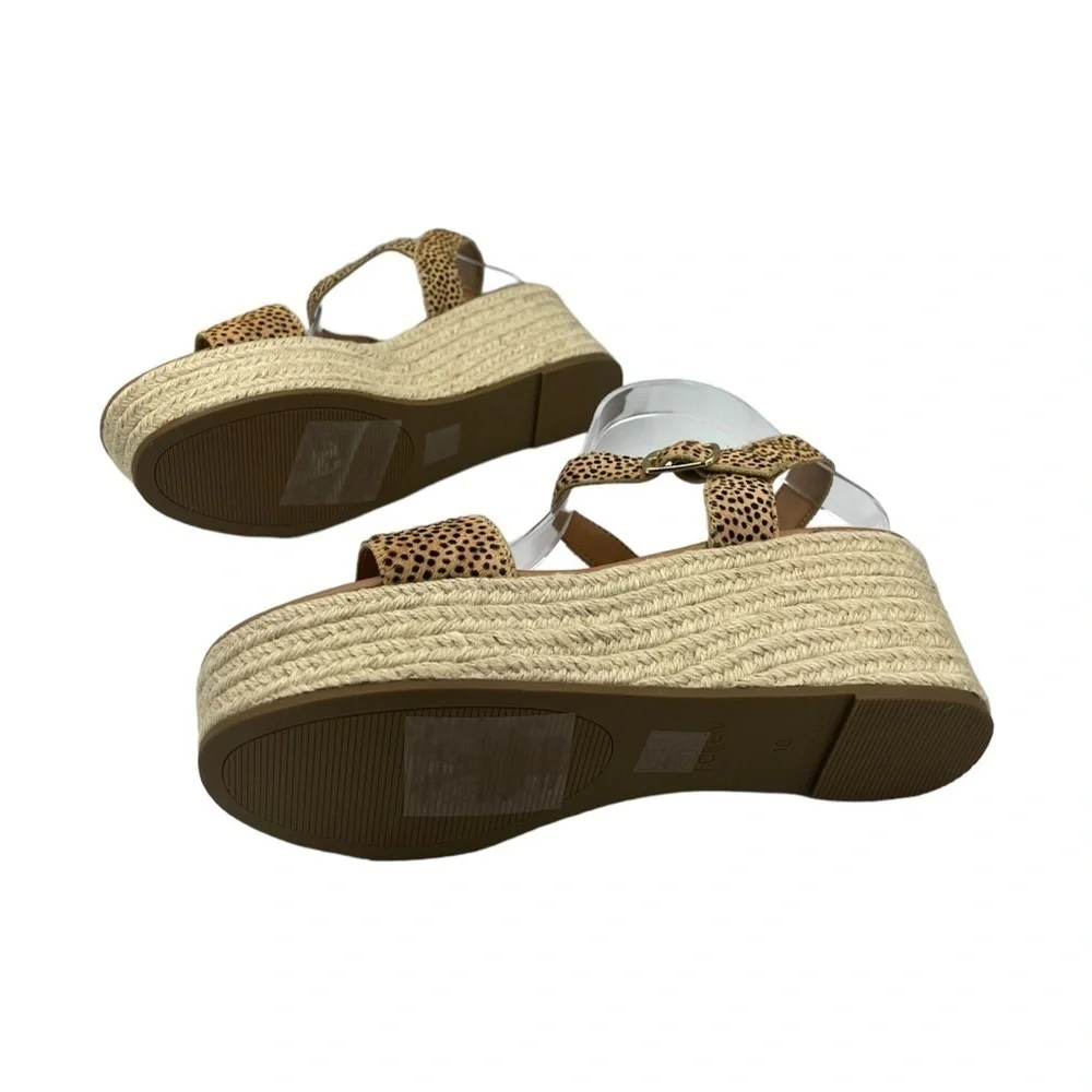 NWT J CREW Leopard Calf Hair Platform Espadrilles Black Tan Leopard 10